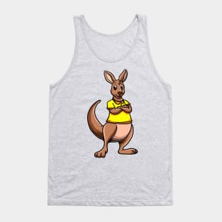 Cute Anthropomorphic Human-like Cartoon Character Kangaroo in Clothes Tank Top